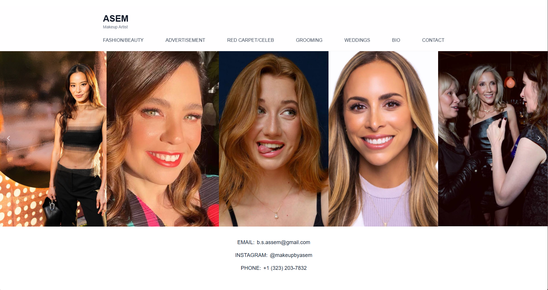 ASEM Makeup Artist - Проект веб-разработки ASEM Makeup Artist - Портфолио-сайт для мейк-ап артиста с галереей работ по категориям